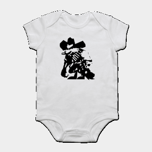 Werewolf (wild west outlaw) minimal silhouette white Baby Bodysuit